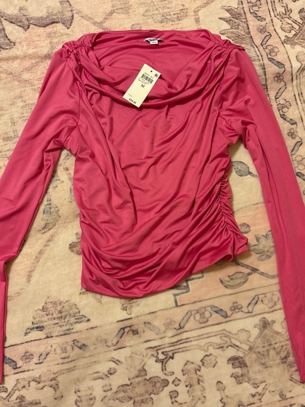 Women’s Ruched Long-Sleeve Top - Pink